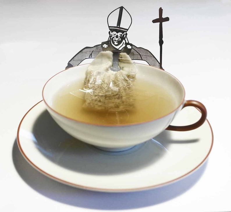 Chaplain tea bag holder gift 3D stainless steel figure to drink tea with