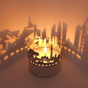 Jogo de sombras do horizonte de Toronto - acessório de vela hipnotizante | Presente exclusivo de lembrança de Toronto