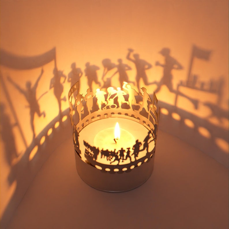 Marathon Shadow Play Candle Attachment: Inspiring Silhouette Motifs Perfect Gift for Runners and Fitness Enthusiasts image 2