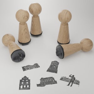 Set de tampons souvenir de Mönchengladbach - Beaux monuments et motifs - Idée cadeau parfaite pour les passionnés - Tampons en bois de haute qualité !