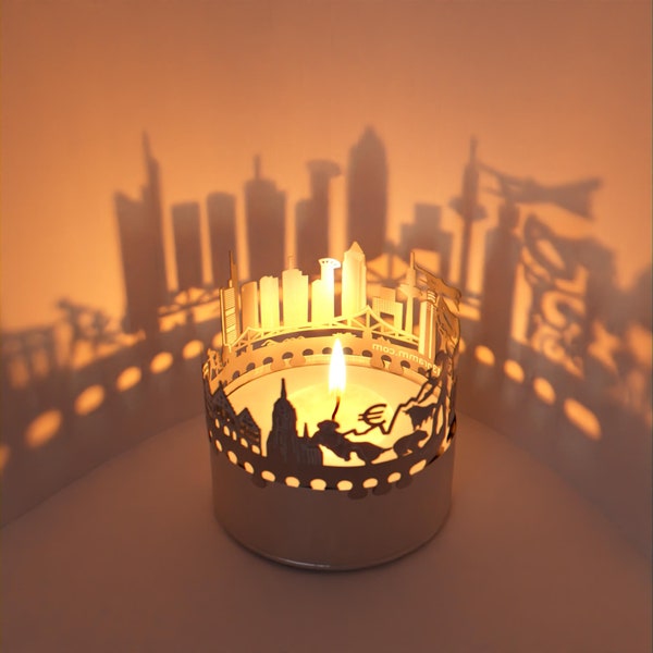 Frankfurt Skyline Shadow Play Lantern Candle Attachment - Mesmerizing Souvenir for Frankfurt Fans - Beautiful Room Decor