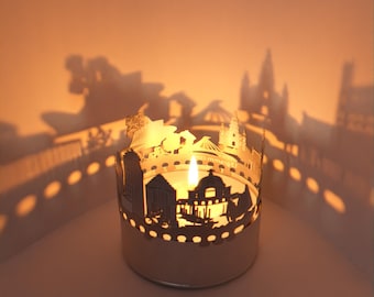 Juego de sombras del horizonte de Montreal - Accesorio de vela de linterna / Regalo de recuerdo para los fanáticos de Montreal - Hermosa decoración de la habitación