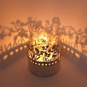 Juego de sombras de agradecimiento - Gratitud expresa con hermosos motivos de silueta - Accesorio de vela fascinante para un regalo sincero