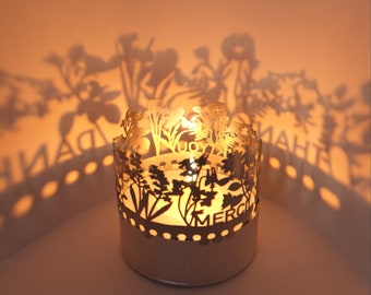 Thank You Shadow Play - Express Gratitude with Beautiful Silhouette Motifs - Mesmerizing Candle Attachment for a Heartfelt Gift