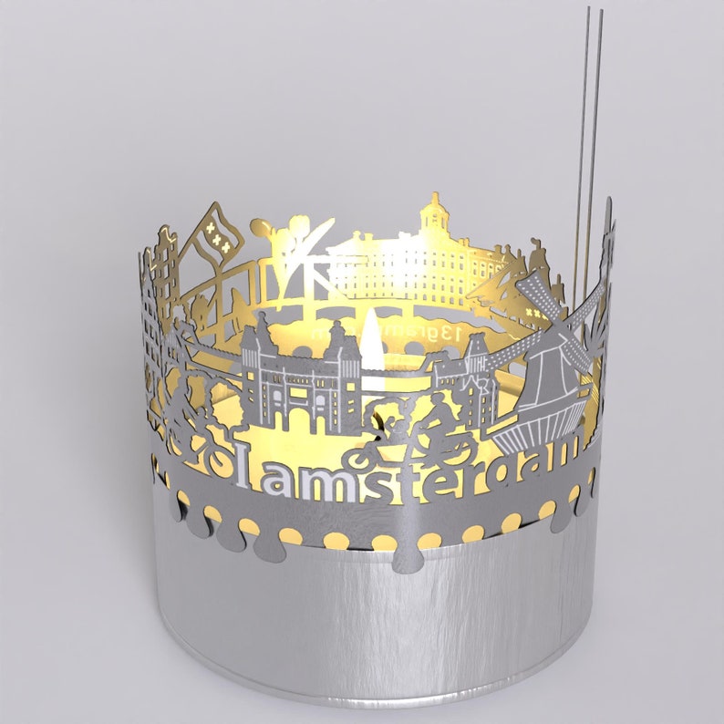 Amsterdam Skyline Shadow Play Lantern: Beautiful Souvenir for Fans, Projects Iconic Silhouette, Ideal Gift for Amsterdam Lovers! image 10