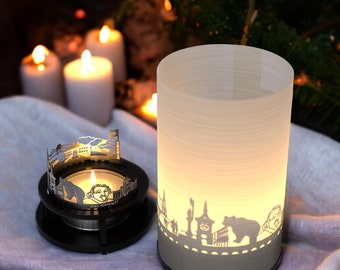 Bern Premium Gift Box: Souvenir Candle with Skyline Projection – Perfect Souvenir for Bern Fans – Beautiful Shadow Play