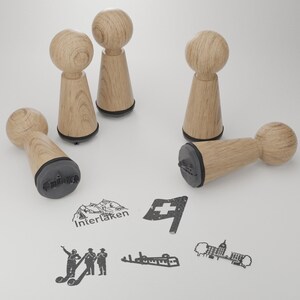 Jeu de timbres souvenir d'Interlaken - Motifs suisses emblématiques, idée cadeau créative pour les amateurs de voyage - Timbres en bois de collection