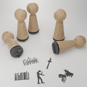 Set di timbri souvenir di Francoforte - Motivi iconici e attrazioni, idea regalo creativa per appassionati - Timbri in legno di alta qualità - Ricordo perfetto