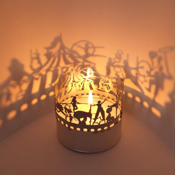 Circus Shadow Play Candle Attachment - Creëer magische circusthema's met silhouetschaduwen - Perfect cadeau voor circusliefhebbers!