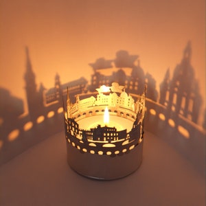 Dresden Skyline Shadow Play - Ipnotizzante attacco per candela ricordo, crea un'incantevole silhouette e un'esposizione di ombre
