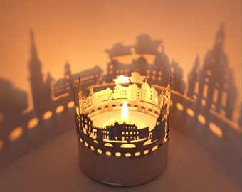 Dresden Skyline Shadow Play - Mesmerizing Souvenir Candle Attachment, Creates Enchanting Silhouette & Shadow Display