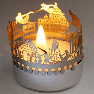 Rom-Skyline Windlicht Schattenspiel Souvenir, 3D Edelstahl Aufsatz für Kerze inkl. Karte