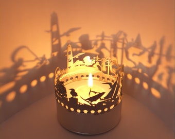 Ocean Shadow Play: Coastal-themed Candle Attachment for Beautiful Room Decor & Serene Ambiance – Perfect Gift!