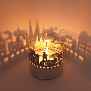 Oldenburg Skyline Shadow Play - Acessório de vela de lanterna | Presente de projeção de marcos da cidade para fãs e viajantes de Oldenburg