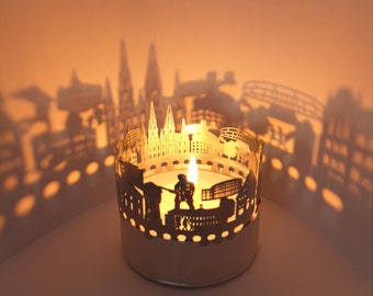 Oldenburg Skyline Shadow Play - Lantern Candle Attachment | City Landmarks Projection Gift for Oldenburg Fans and Travelers