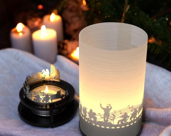 Confezione regalo Orchestra Premium - Set di candele con motivo silhouette per amanti della musica / Giochi di ombre e atmosfera elegante - Regalo musicale perfetto