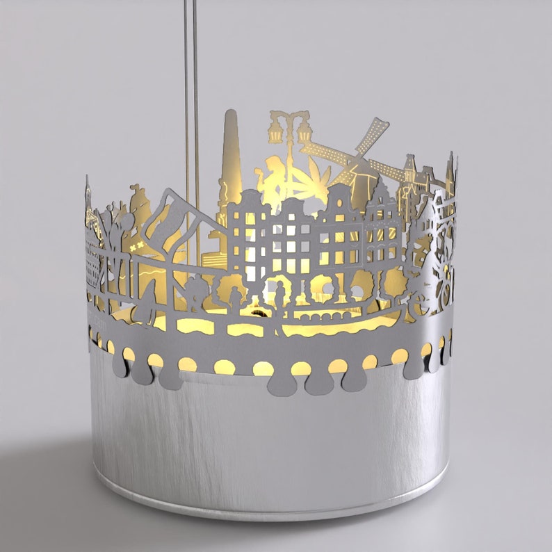 Amsterdam Skyline Shadow Play Lantern: Beautiful Souvenir for Fans, Projects Iconic Silhouette, Ideal Gift for Amsterdam Lovers! image 9