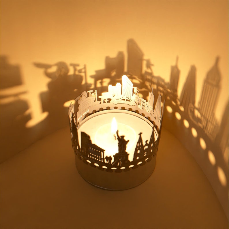 New York Skyline Shadow Play Transform Tea Lights into Stunning Souvenirs with Iconic City Silhouettes Perfect Gift for NYC Fans image 3