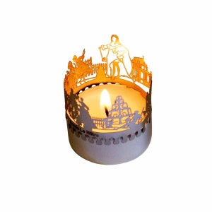 Versailles-Skyline Windlicht Schattenspiel Souvenir, 3D Edelstahl Aufsatz für Kerze inkl. Karte