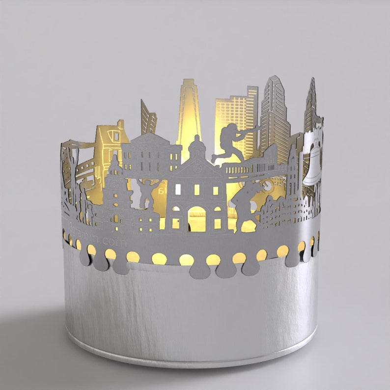 Philadelphia Skyline Shadow Play Lantern Candle Attachment, Souvenir Gift for Philly Fans, Silhouette Projection, Unique Home Decor image 9