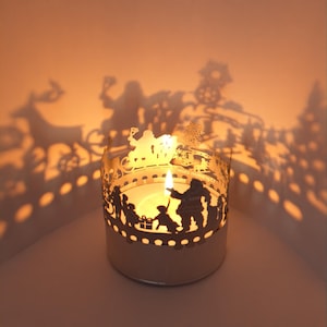 Kerstman-schaduwspel - Creëer een magische kerstsfeer met kaarsopzetstuk voor prachtige schaduwmotieven - Perfect vakantiecadeau