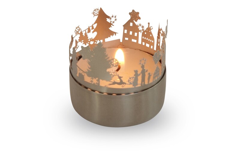 Nativity Scene candle votive shadow play gift, 3D stainless steel attachment for candles incl postcard image 6