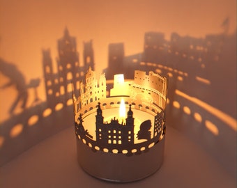 Salzburg Skyline Schattenspiel - Magisches Kerzenlicht mit Silhouetteprojektion für Salzburg Fans - Souvenir & Wohnungsaccessoire