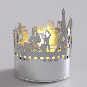 Paris Skyline Schattenspiel Romantisches Souvenir für Paris Fans Kerzenaufsatz mit beeindruckender Projektion der Stadt Silhouette Bild 9