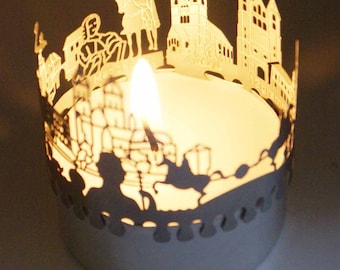 Magdeburg Skyline Shadow Play - Lantern Candle Attachment | Souvenir Gift for History & Art Lovers - Beautiful Silhouette Projection