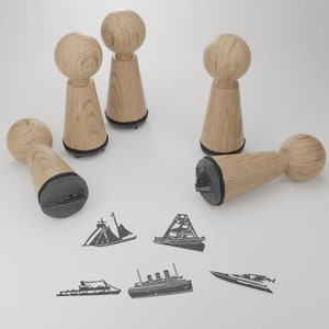 Set di timbri per navi - Bellissimi motivi nautici per l'artigianato - Timbri in legno di alta qualità per scrapbooking, cartoline e molto altro!