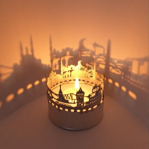 Juego de sombras en el horizonte de Estambul: accesorio de vela cautivador, recuerdo perfecto para los fanáticos de Estambul - Proyección fascinante de puntos de referencia