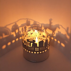 Jeu d'ombres sur la ligne d'horizon de Phoenix - Lanterne pour bougie | Souvenir unique pour les fans de Phoenix - crée une superbe projection dans la pièce