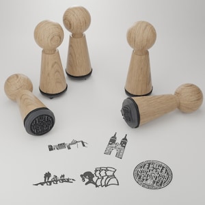 Set di timbri ricordo di Heidelberg - 5 bellissimi motivi di riferimento - Regalo creativo per appassionati - Timbri in legno di faggio di alta qualità