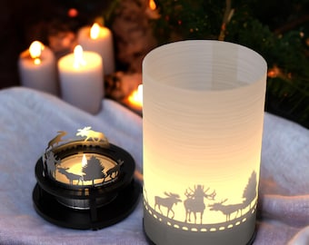 Elch Premium Geschenkbox - Magische Motivkerze für ein fesselndes Schattenspiel in der Adventszeit und Weihnachten