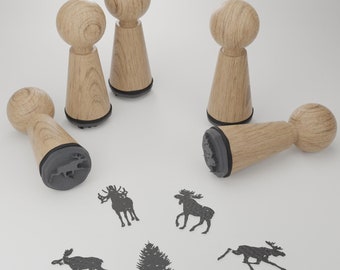 Moose Stamp Set - Beautiful and Magical Wood Stamps for Crafts and Decor, Perfect Gift for Nature Lovers and DIY Enthusiasts
