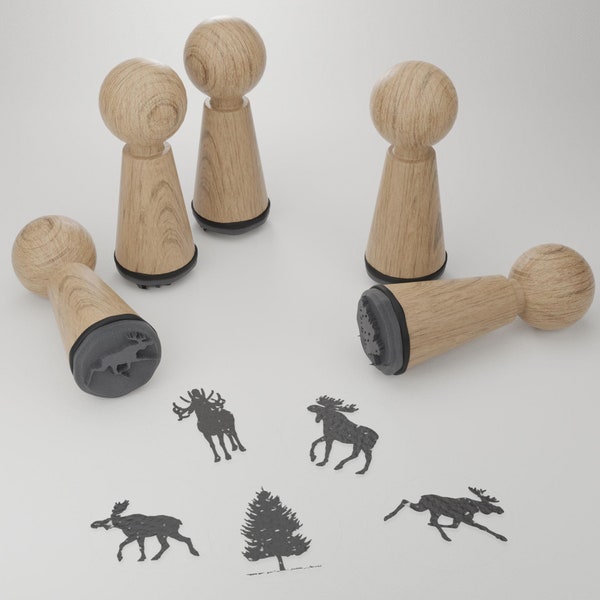 Moose Stamp Set - Beautiful and Magical Wood Stamps for Crafts and Decor, Perfect Gift for Nature Lovers and DIY Enthusiasts