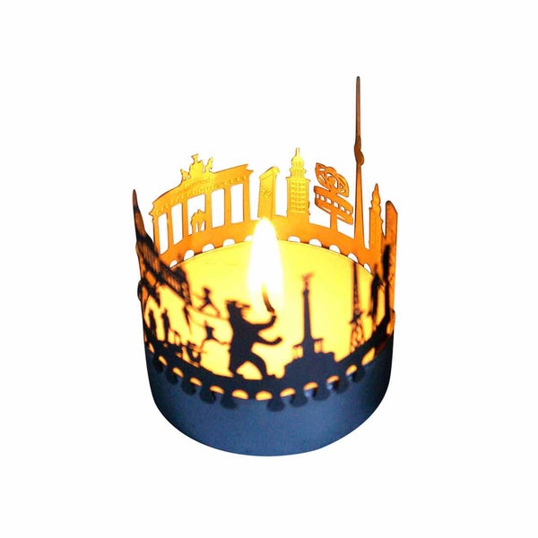 Berlin vela votive skyline sombra jugar regalo de recuerdo, accesorio de acero inoxidable 3D para velas inc postal