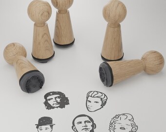 Famous Personalities Stamp Set - Beautiful and Magical Motifs on High-Quality Beech Wood for Creative Postcards and Crafts