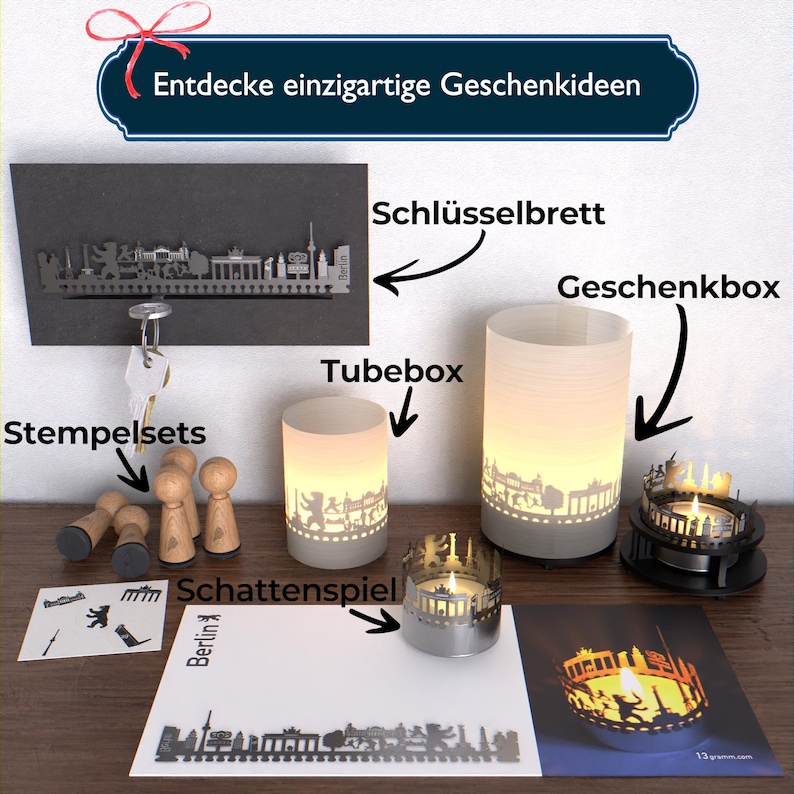 Berlin Skyline Schattenspiel - Kerzenaufsatz mit projizierten Wahrzeichen für magisches Lichtspiel - Perfektes Souvenir für Berlin Fans Bild 9