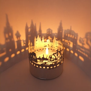 Halle Skyline Shadow Play Lantern Candle Attachment - Boeiende souvenir voor Halle Fans - Projecten Mooi kamervullend silhouet