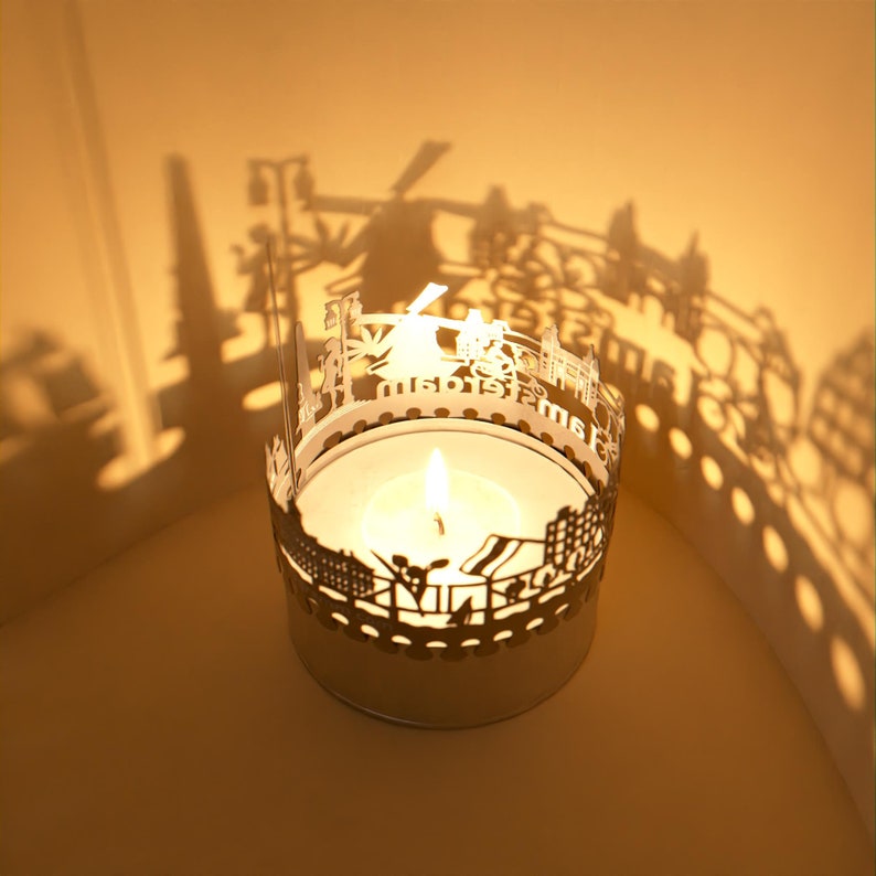 Amsterdam Skyline Shadow Play Lantern: Beautiful Souvenir for Fans, Projects Iconic Silhouette, Ideal Gift for Amsterdam Lovers! image 3