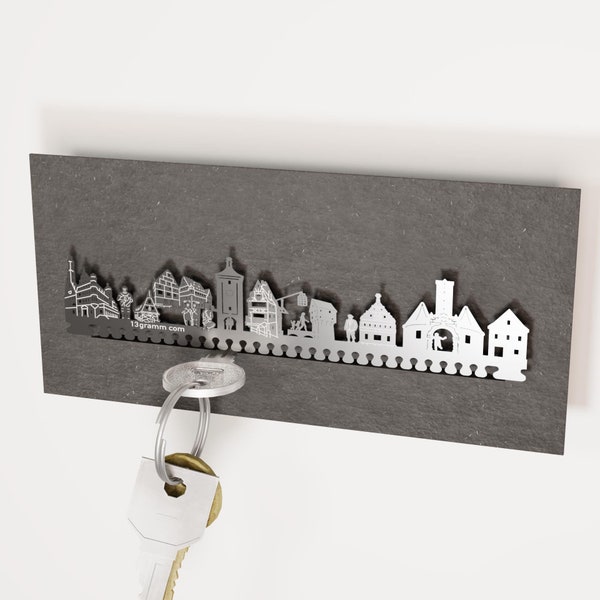 Rothenburg op der Tauber Schlüsselbrett - Skyline Design, clevere Schlüsselaufbewahrung, stilvoll & praktisch, Geschenk für Fans