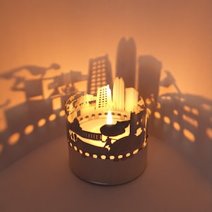 Juego de sombras del horizonte de la ciudad de Oklahoma: Accesorio de vela fascinante, recuerdo perfecto para los fanáticos de OKC - Proyector de silueta de punto de referencia de EE. UU.