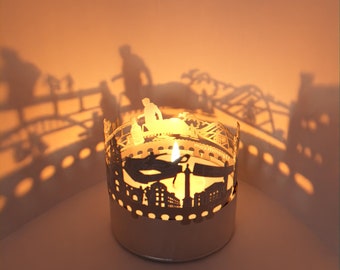 Newcastle Skyline Shadow Play: Lantern Candle Attachment for City Souvenir, Projects Iconic Landmarks - Ideal Gift for Fans!