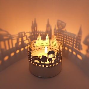 Wiesbaden Skyline Shadow Play - Accesorio para velas tipo farol/proyección de siluetas de lugares emblemáticos - Recuerdo para los fans de Wiesbaden