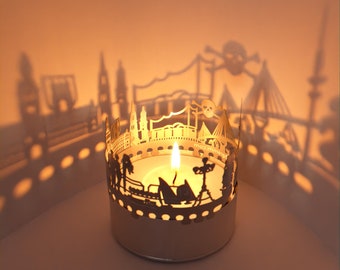 Hamburg Skyline Shadow Play - Candle Attachment with Iconic Landmarks - Souvenir and Gift for Hamburg Fans!