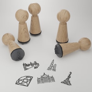 Set de tampons souvenir d'Anvers - Beaux motifs de ville, cadeau indispensable pour les amateurs d'Anvers - Tampons en bois de haute qualité