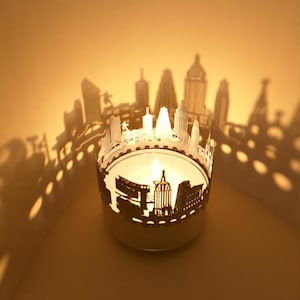 New York Skyline Shadow Play Transform Tea Lights into Stunning Souvenirs with Iconic City Silhouettes Perfect Gift for NYC Fans image 2