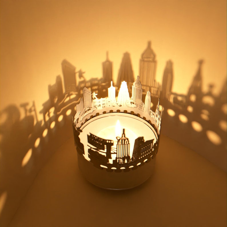 New York Skyline Shadow Play Transform Tea Lights into Stunning Souvenirs with Iconic City Silhouettes Perfect Gift for NYC Fans image 2