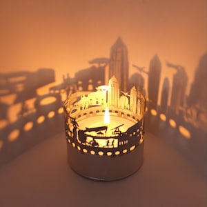 Atlanta Skyline Shadow Play - Attacco per candela lanterna / Regalo souvenir per i fan di Atlanta - Proiezione di silhouette affascinante